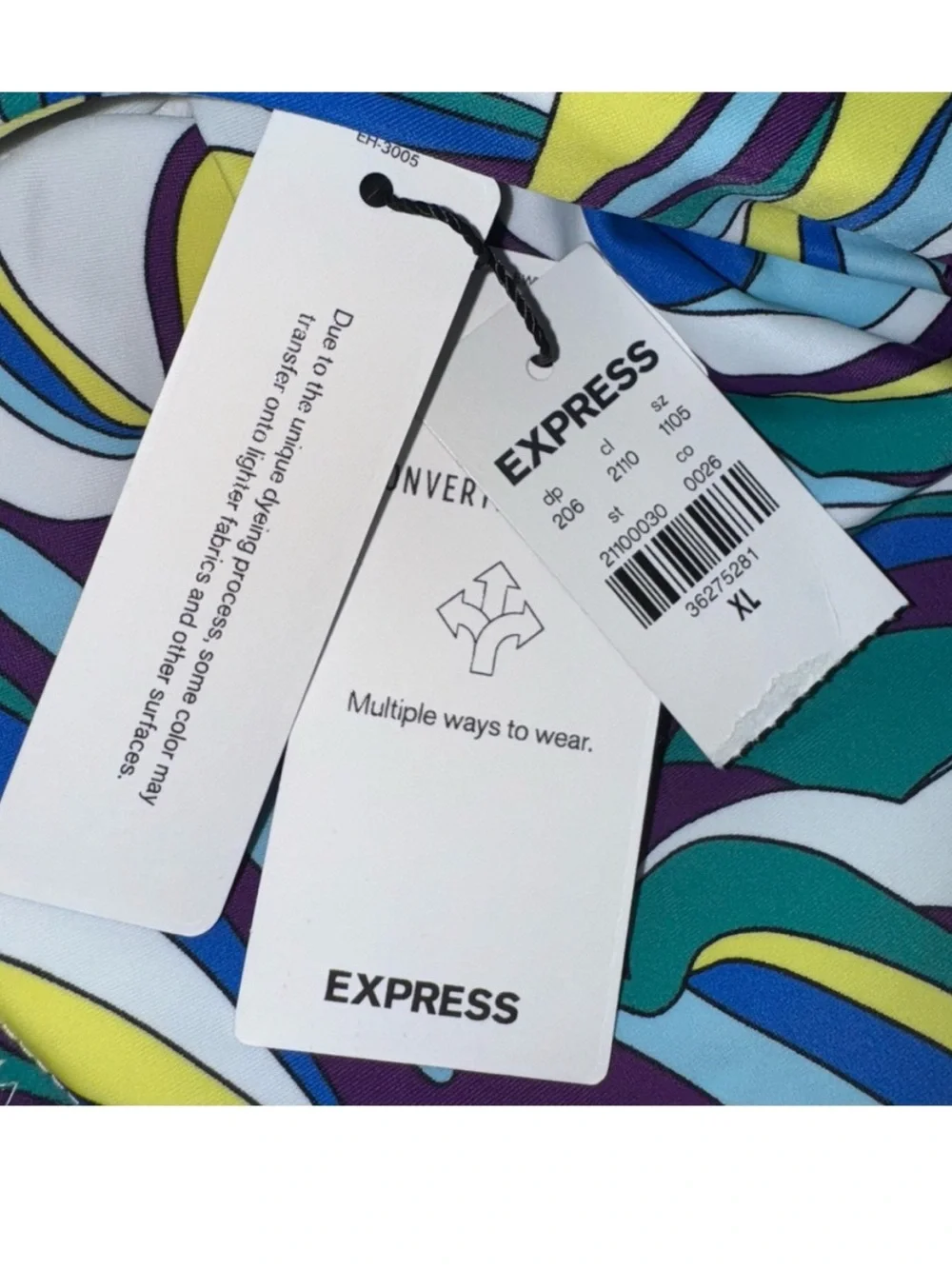 Express Blue Swirl Body Contour Swim Convertible Style One Piece Size XL NWT!